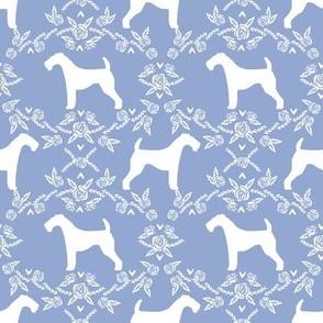 Airedale terrier silhouette florals cerulean