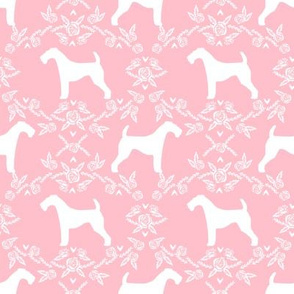Airedale terrier silhouette florals pink
