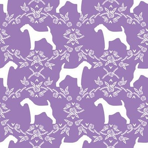 Airedale terrier silhouette florals purple