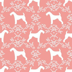 Airedale terrier silhouette florals sweet pink