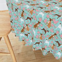 Boxer dog florals fabric pattern rose