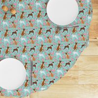 Boxer dog florals fabric pattern rose