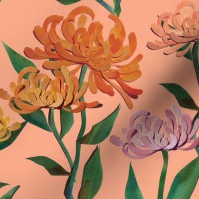 Paper Cut Chrysanthemums - Peach