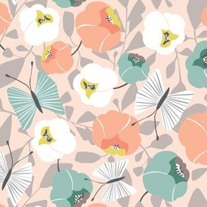 Butterfly Blossom - Floral Desert Blush 