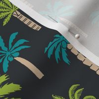 palm tree fabric // tropical summer linocut design by andrea lauren palm prints - black lime and blue