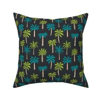 palm tree fabric // tropical summer linocut design by andrea lauren palm prints - black lime and blue