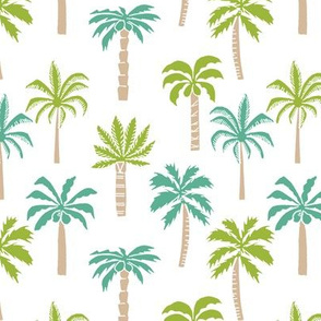 palm tree fabric // tropical summer linocut design by andrea lauren palm prints - lime and green
