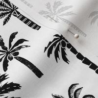 palm tree fabric // tropical summer linocut design by andrea lauren palm prints - black and white