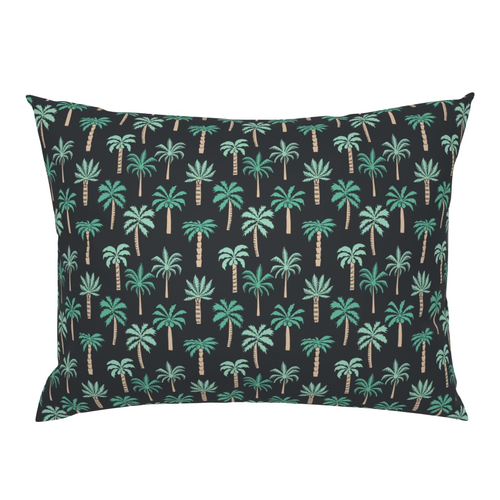palm tree fabric // tropical summer linocut design by andrea lauren palm prints - charcoal