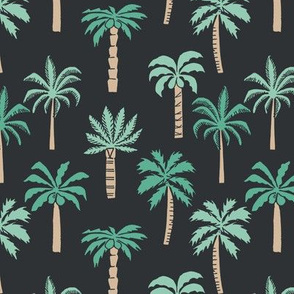 palm tree fabric // tropical summer linocut design by andrea lauren palm prints - charcoal