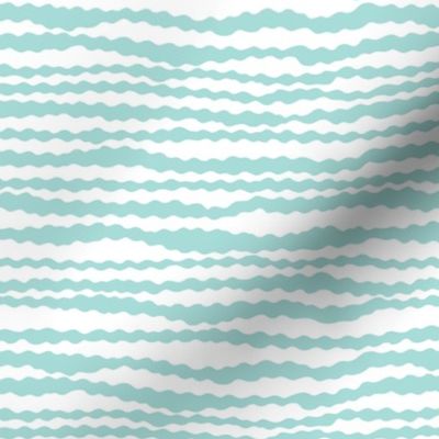 Mint Stripes - Scandinavian Wavy Mint Stripes on White