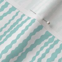 Mint Stripes - Scandinavian Wavy Mint Stripes on White