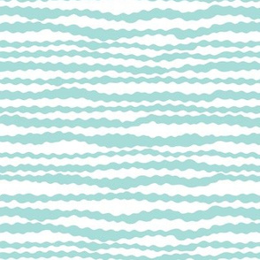 Mint Stripes - Scandinavian Wavy Mint Stripes on White