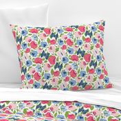 Butterfly Blossom - Floral Pink & Blue