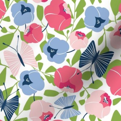 Butterfly Blossom - Floral Pink & Blue