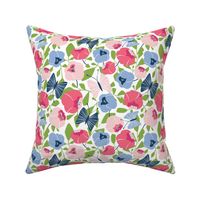 Butterfly Blossom - Floral Pink & Blue