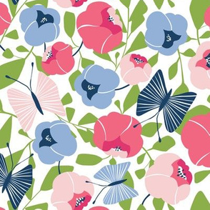 Butterfly Blossom - Floral Pink & Blue