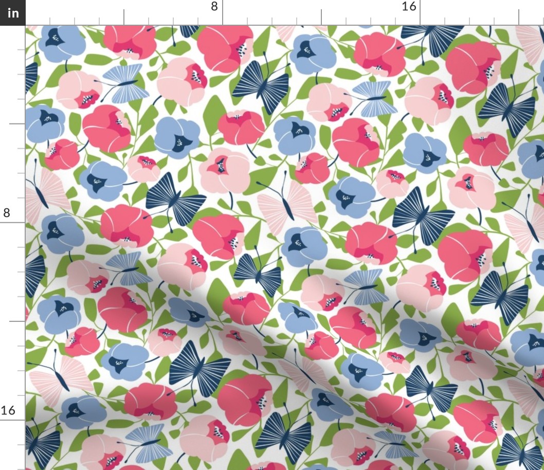 Butterfly Blossom - Floral Pink & Blue