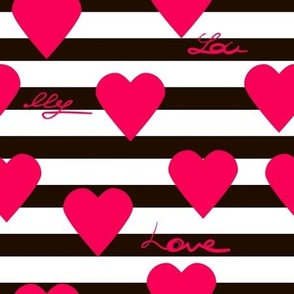 Black and Burgundy stripes and hearts