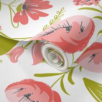 Camille - Botanical Floral Pink White & Green