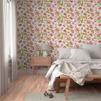 Camille - Botanical Floral Pink White & Green