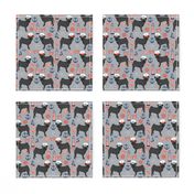 black pug fabric nautical summer nantucket design - light grey