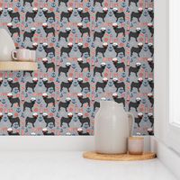 black pug fabric nautical summer nantucket design - light grey