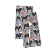 black pug fabric nautical summer nantucket design - light grey