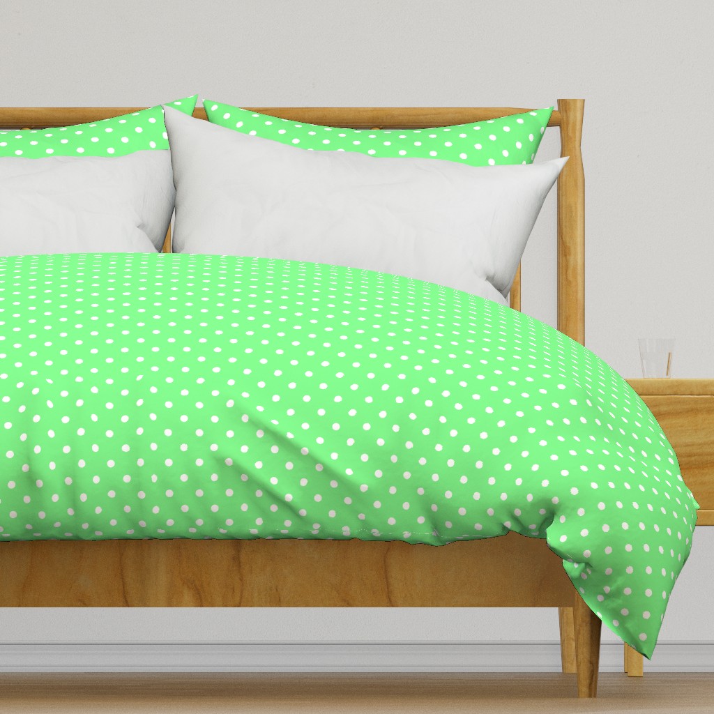 Apple Green and White Polka Dots