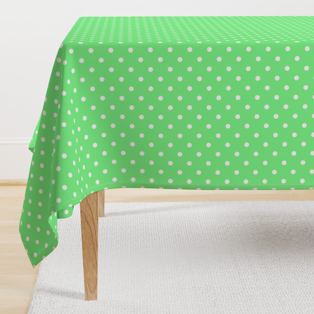 Apple Green and White Polka Dots