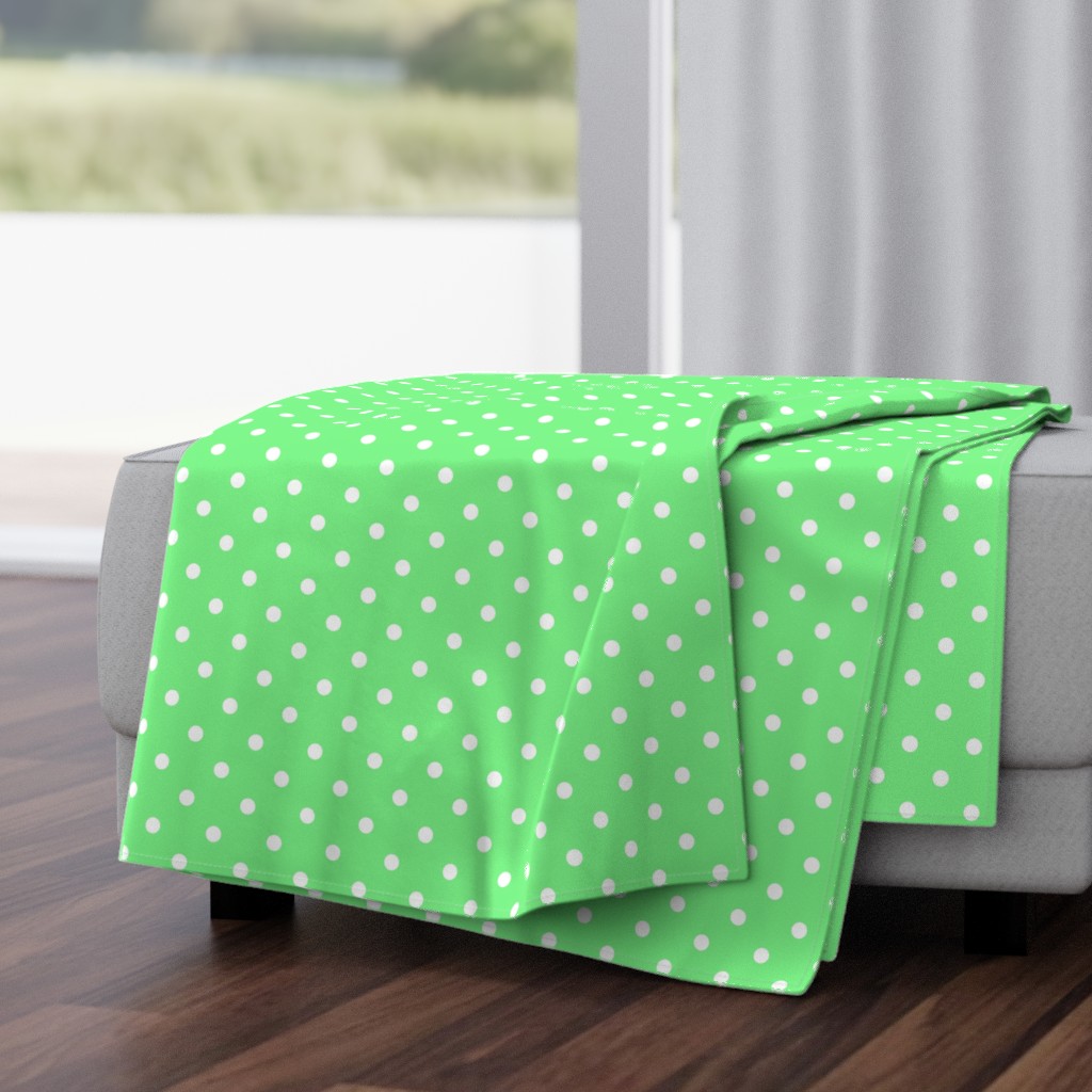 Apple Green and White Polka Dots