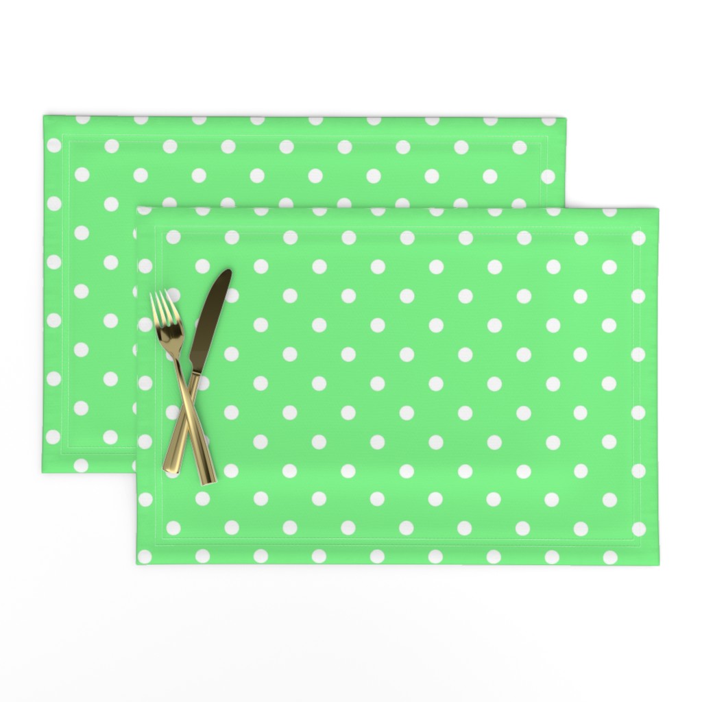 Apple Green and White Polka Dots