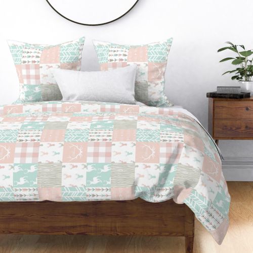 Wholecloth Quilt - custom edit - soft pastel woodland