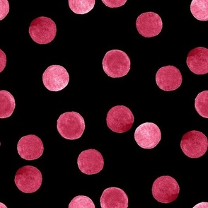  watercolor red polka dots on black