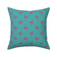 flamingo fabric // simple tropical summer preppy flamingo design by andrea lauren - pink on turquoise