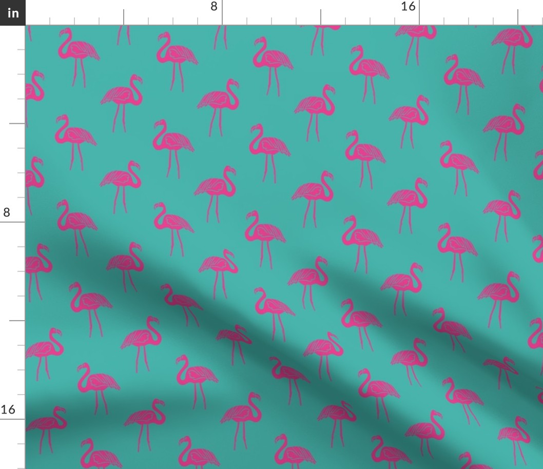 flamingo fabric // simple tropical summer preppy flamingo design by andrea lauren - pink on turquoise