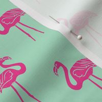 flamingo fabric // simple tropical summer preppy flamingo design by andrea lauren - pink on mint