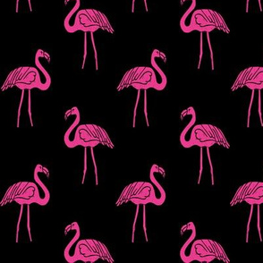 flamingo fabric // simple tropical summer preppy flamingo design by andrea lauren - pink on black