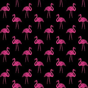 flamingo fabric // simple tropical summer preppy flamingo design by andrea lauren - pink on black