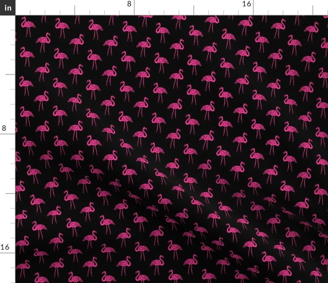 flamingo fabric // simple tropical summer preppy flamingo design by andrea lauren - pink on black