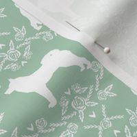 Akita silhouette florals dog fabric pattern mint