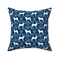 Akita silhouette florals dog fabric pattern navy