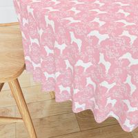 Akita silhouette florals dog fabric pattern pink