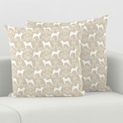 Akita silhouette florals dog fabric pattern sand