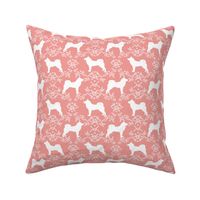 Akita silhouette florals dog fabric pattern sweet pink