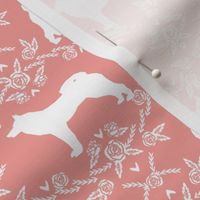 Akita silhouette florals dog fabric pattern sweet pink