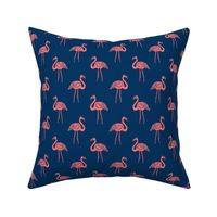 flamingo fabric // simple tropical summer preppy flamingo design by andrea lauren - coral on navy