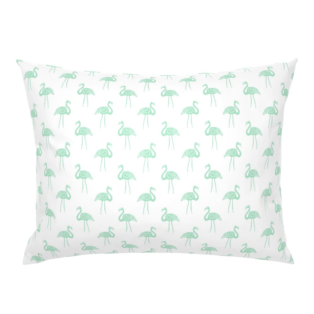 flamingo fabric // simple tropical summer preppy flamingo design by andrea lauren - mint on white