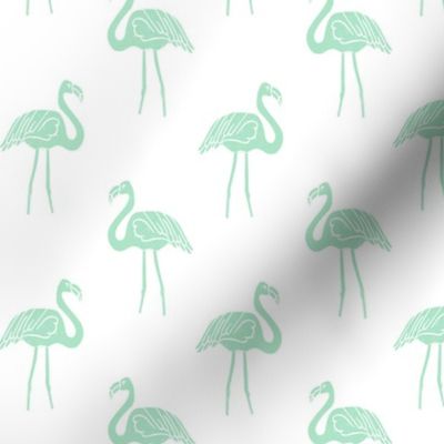 flamingo fabric // simple tropical summer preppy flamingo design by andrea lauren - mint on white