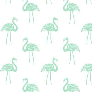flamingo fabric // simple tropical summer preppy flamingo design by andrea lauren - mint on white